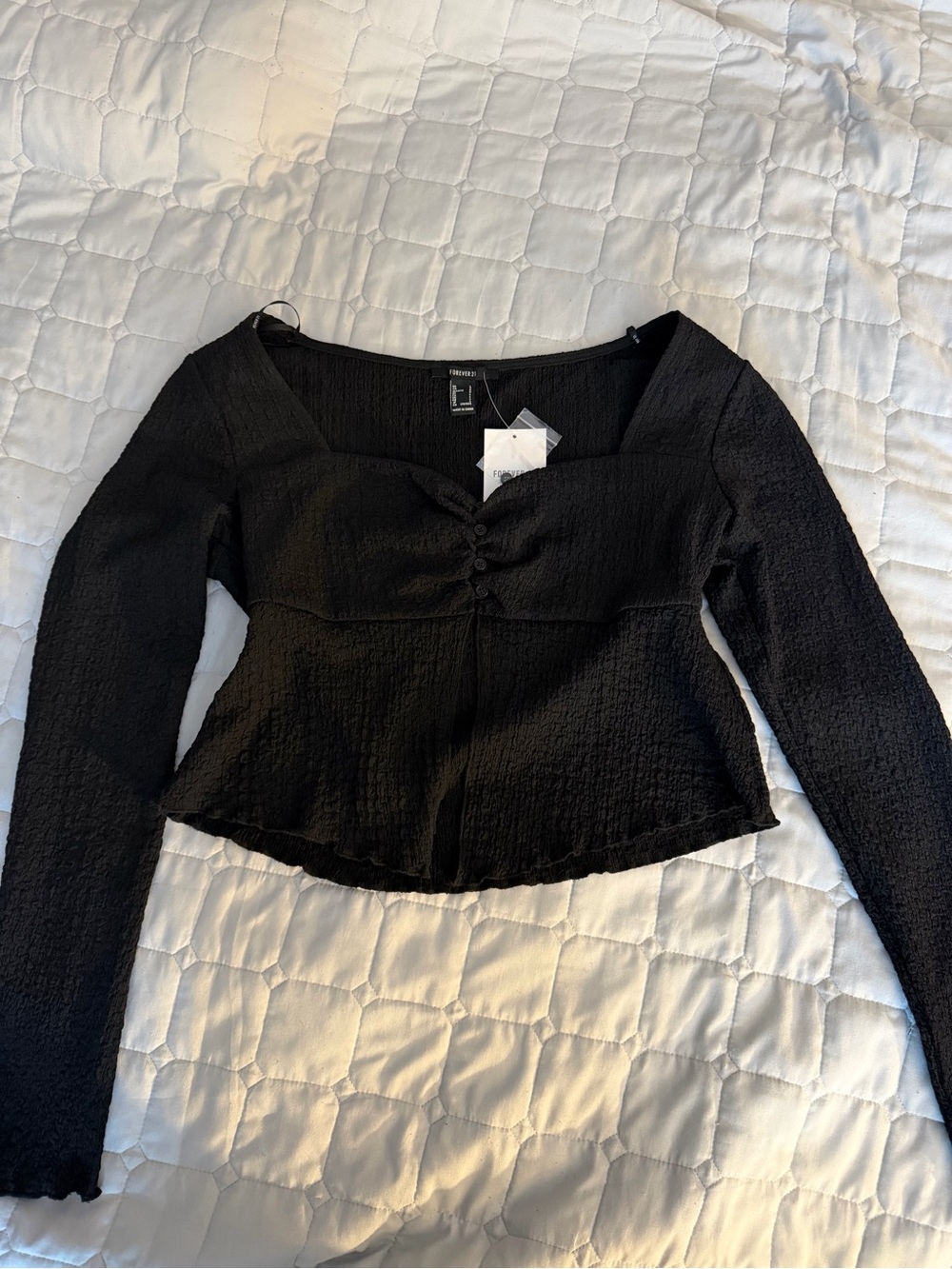 Black Long-Sleeve Square Neck